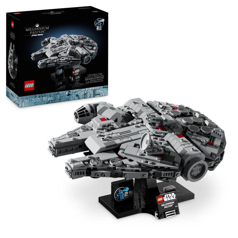 LEGO Star Wars 75375 Millenium Falke – Raumschiff-Modell für Erwachsene mit Display-Ständer und Namensschild