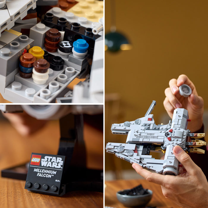 LEGO Star Wars 75375 Millenium Falke – Raumschiff-Modell für Erwachsene mit Display-Ständer und Namensschild