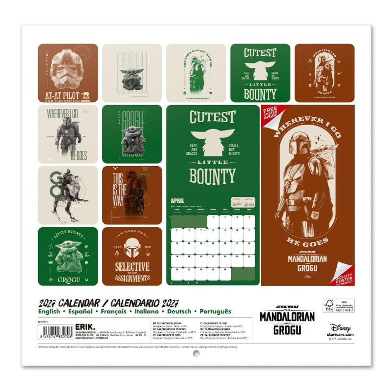 Star Wars The Mandalorian and Grogu Wandkalender 2027 30 x 30 cm